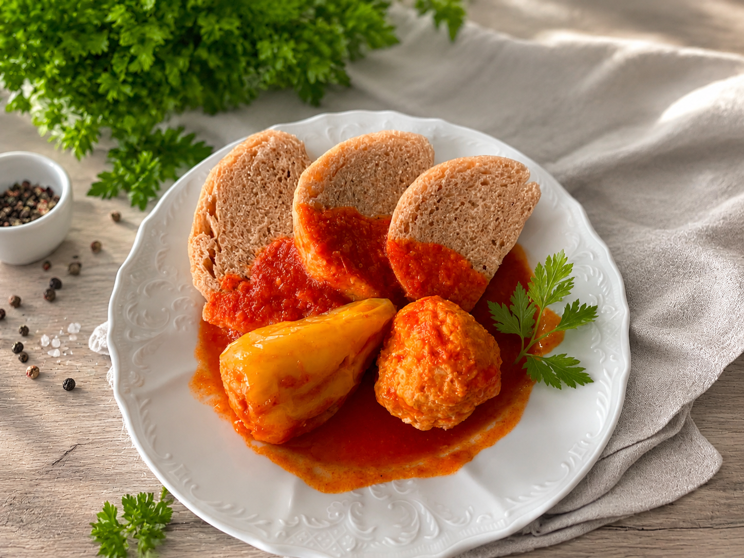 Delikátna plnená paprika v paradajkovej omáčke